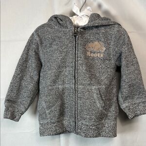 Roots gray marled full zip hooded sweatshirt size 24 months EUC
